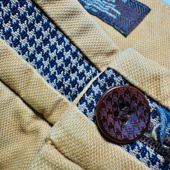 Mason's Luxury Tan Slim Fit Chinos EU Sz 48 32x29 Cotton Stretch Houndstooth - Picture 5 of 16